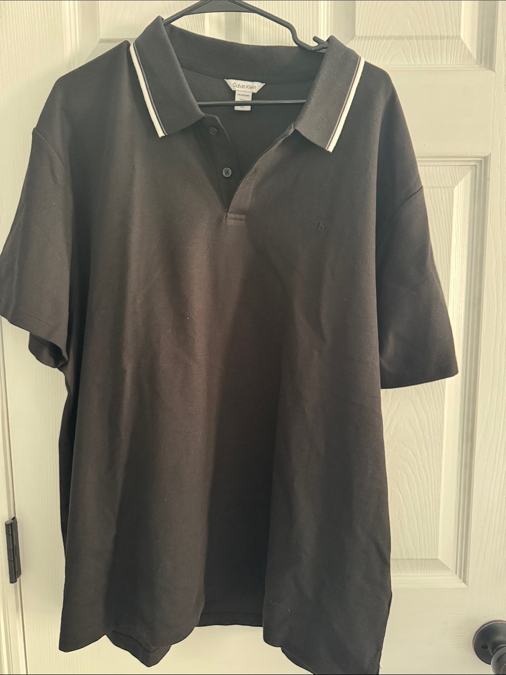 Calvin Klein Black Polo with White Collar Stripe NEW!!